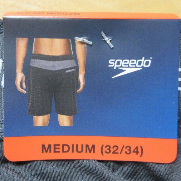 SPEEDO Black Grey Tech Volley Swim Shorts Sz M (32-34) Swim Trunks Swimsuit NWT - Picture 8 of 11